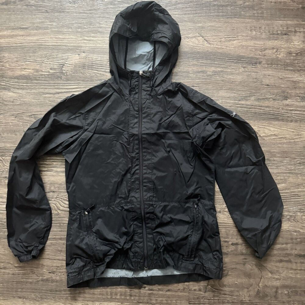 Columbia Windbreaker Jacket Women’s Sz M Black Packable Lightweight Travel